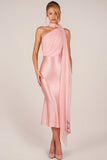 Scarf Detail Midaxi Dress in Blush Pink