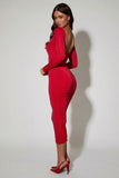 Layered Bra Detail Ruched Midaxi Dress in Red