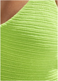 Textured High Leg One Piece Bright Lime Green