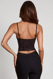 Embellished Peekaboo Cowl Neck Top in Black