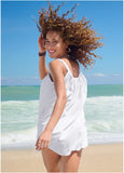 Gathered Neckline Dress White