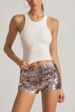 Sequin Embellished Mini Shorts in Silver