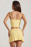 Embellished Low Rise Mini Skirt in Yellow