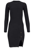 Button Detail Sweater Dress Jet Black