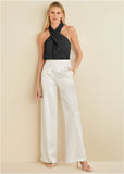 Plisse Cross Neck Tank Jet Black