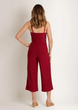 Knit Eyelet Jumpsuit Red