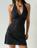 DYLAN HALTER MINI DRESS BLACK POLKA