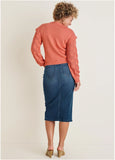 Pointelle Sleeve Crew Neck Burnt Coral