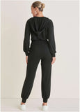 Casual Hooded Jumpsuit Jet Black