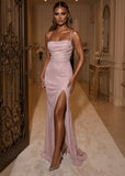 Mila Glitter Split Gown Light Pink