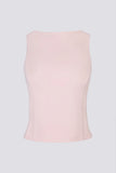 Soft Active Boat Neck Open Back Tank Top in Ballet Pink