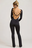 Slinky Jersey Bow Detail Jumpsuit in Black