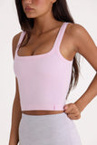 Seamless Soft Rib Square Neck Tank Top in Powder Pink