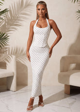 Soft Spot Detachable Corset Maxi Dress Polka Dot