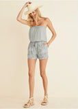 Strapless Romper Green Multi
