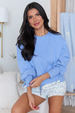 Payton Blue Cropped Crewneck Top SALE