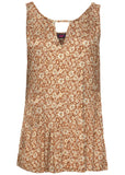 V Neck Floral Tank Orange White