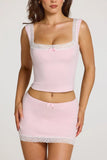 Modal Lace Trim Top in Baby Pink