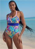 Diamond Stitch One Piece Summer Leaves
