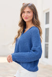 Mckenzie Blue Open Knit V Neck Sweater