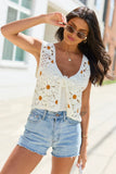 Fionna Ivory Crochet Daisy Cardigan Tank