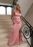 Tiana Satin Split Gown Pink