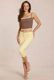 Mid Rise Capri Jeans in Lemon Yellow