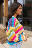 Colleen Multi Stripe Cropped Chunky Cardigan