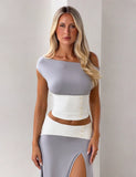 ALYSSA OFF SHOULDER TOP GREY