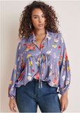 Woven Tunic Top Blue Multi