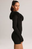Knit Mid Rise Mini Skirt in Black