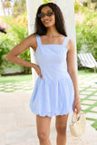 Say What You Will Blue Gingham Bubble Hem Mini Dress