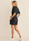 Tie Waist Romper Jet Black