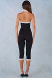 Modal Lace Trim Capri Jumpsuit in Black