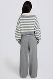 Knit Mid Rise Wide Leg Joggers in Grey