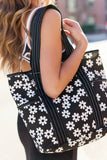 Daisy Daydreams Black Canvas Tote