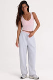 Brushed Cotton Jersey Mid Rise Relaxed Joggers in Grey Marl