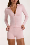 Soft Active Zip Up Jacket in Blush Marl