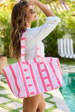 Tate Pink Striped Tote