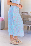 Lauren Blue Rose Print Midi Skirt