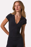 Soft Active Quarter Zip Top in Black
