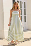 Come Sail Away Sage Striped Maxi Dress SALE