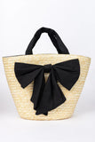 Beckett Black Bow Straw Tote SALE