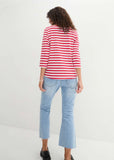 Boat Neck Striped Top Red White Stripe
