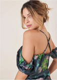 Cold Shoulder Draped Tank Midnight Garden