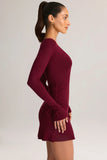 Modal Long Sleeve Mini Dress in Wine