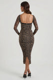Layered Bra Detail Ruched Midaxi Dress in Leopard Print