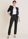 Tweed Straight Leg Trousers Black Multi