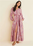 Tie Waist Linen Maxi Dress Venetian Paisley