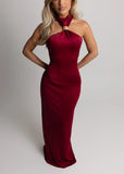Romance Me Halterneck Maxi Wine
